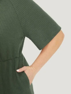 Plain Waffle Knit Pocket Button Detail Notched Jumpsuit 17 Plain Waffle Knit Pocket Button Detail Notched Jumpsuit -Bloomchic Shop 822704329 ml