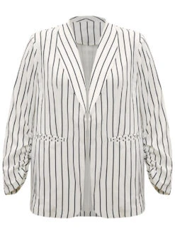 Striped Pocket Gathered Lapel Collar Blazer 21 Striped Pocket Gathered Lapel Collar Blazer -Bloomchic Shop 824803053 ap