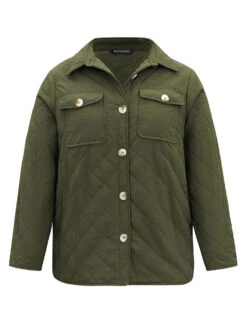 Button Through Lapel Collar Flap Pocket Jacket -Bloomchic Shop 825099768 bh