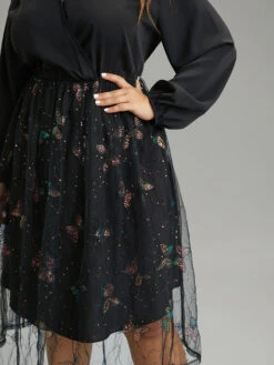 Butterfly Patchwork Lace Mesh Wrap Sequin Dress 12 Butterfly Patchwork Lace Mesh Wrap Sequin Dress -Bloomchic Shop 825188333 zn