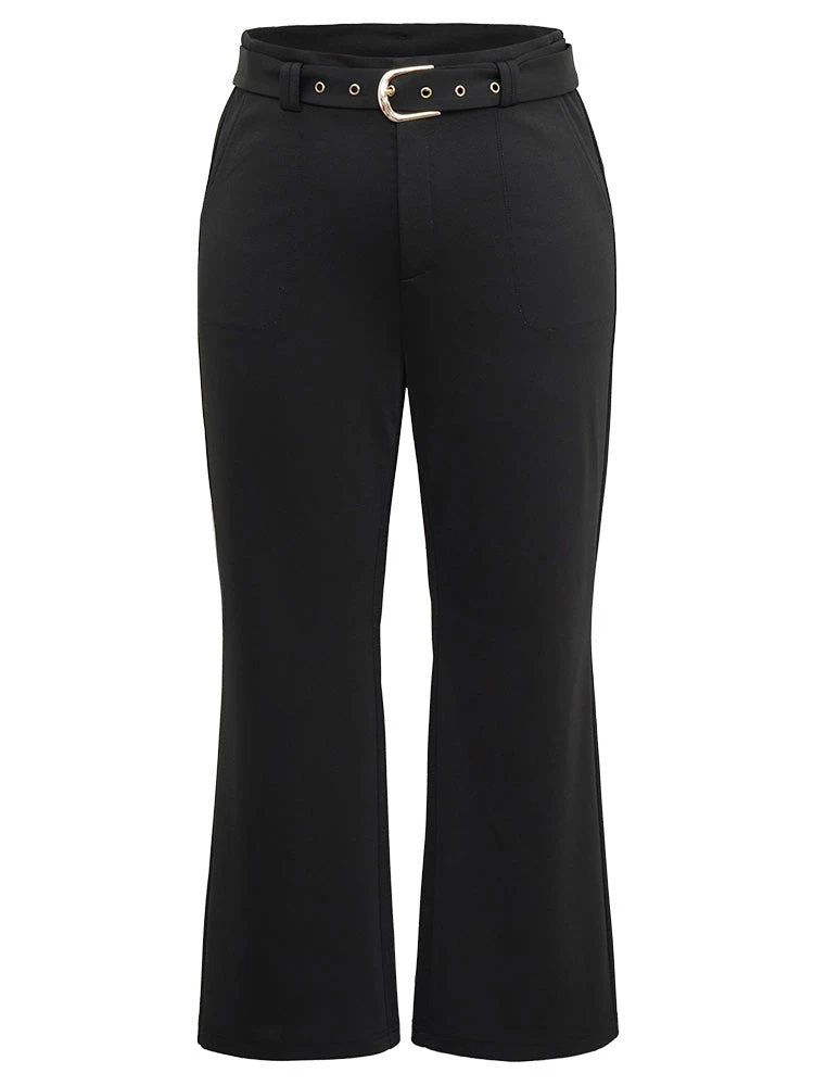 Solid High Rise Belted Bootcut Pants 7 Solid High Rise Belted Bootcut Pants - Image 5