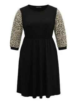 Leopard Patchwork Pocket Elastic Waist Dress 15 Leopard Patchwork Pocket Elastic Waist Dress -Bloomchic Shop 827622278 sf