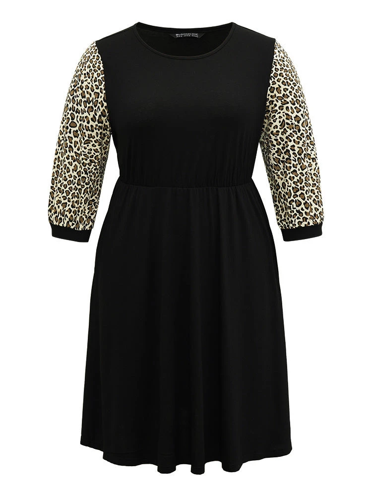 Leopard Patchwork Pocket Elastic Waist Dress 9 Leopard Patchwork Pocket Elastic Waist Dress - Image 7