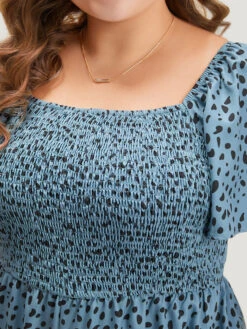 Leopard Print Square Neck Shirred Flutter Sleeve Jumpsuit 13 Leopard Print Square Neck Shirred Flutter Sleeve Jumpsuit -Bloomchic Shop 828540093 ob