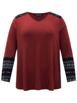 Bandana Print Patchwork Contrast T-shirt -Bloomchic Shop 828996461 dk