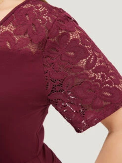 Plain Crochet Lace Mesh Surplice Neck Bodysuit 15 Plain Crochet Lace Mesh Surplice Neck Bodysuit -Bloomchic Shop 829911047 wc