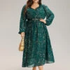 Glitter Star Notched Pleated Lantern Sleeve Dress -Bloomchic Shop 83224950 pf ab029f38 2f4d 4bc6 84df 88a0857328a4