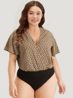 Graphic Print Surplice Neck Ruffle Sleeve Bodysuit 15 Graphic Print Surplice Neck Ruffle Sleeve Bodysuit -Bloomchic Shop 833546301 ip