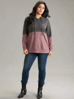 Colorblock Contrast Half Zip Hooded Sweatshirt -Bloomchic Shop 834162614 kt