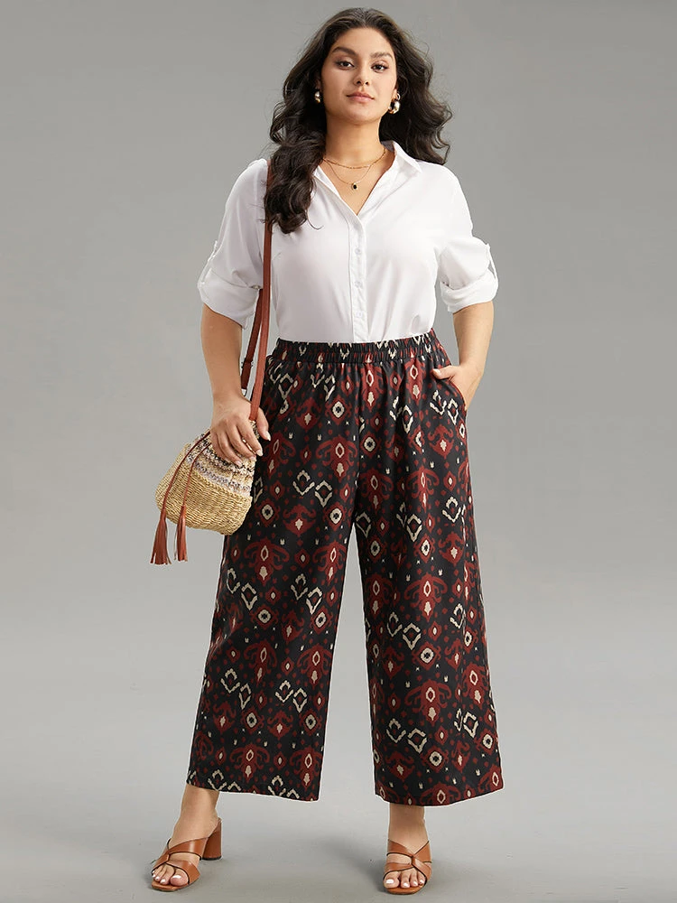 Moroccan Print Elastic Waist Wide Leg Pants 6 Moroccan Print Elastic Waist Wide Leg Pants - Image 4