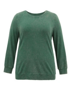 Solid Vintage Round Neck Sweatshirt 13 Solid Vintage Round Neck Sweatshirt -Bloomchic Shop 83477158 zl