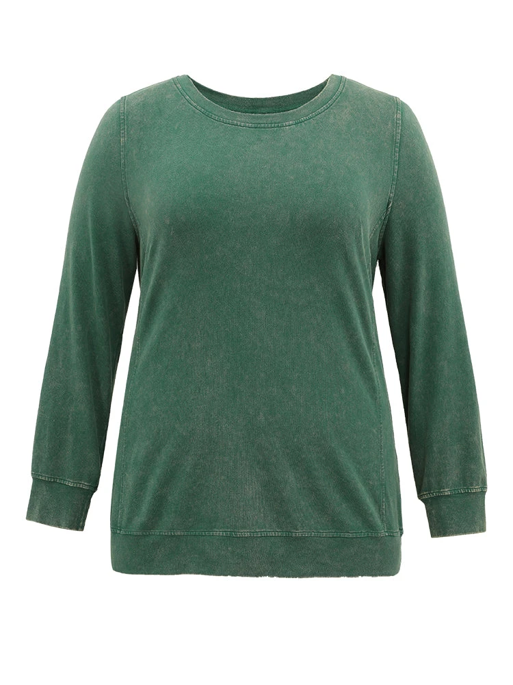 Solid Vintage Round Neck Sweatshirt 8 Solid Vintage Round Neck Sweatshirt - Image 6