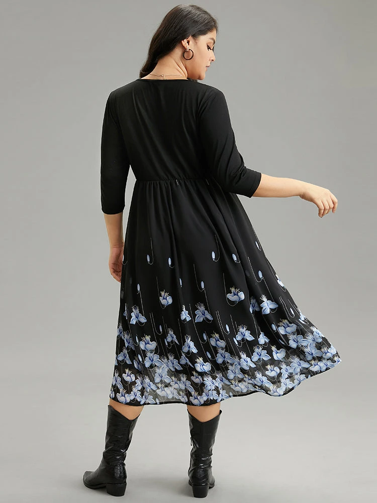 Boho Print Ruched Elastic Waist Chiffon Dress 4 Boho Print Ruched Elastic Waist Chiffon Dress - Image 2