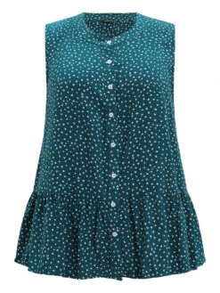 Polka Dot Button Down Patchwork Tank Top -Bloomchic Shop 836334717 vu