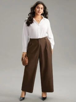 Solid Elastic Waist Plicated Detail Straight Leg Pants 11 Solid Elastic Waist Plicated Detail Straight Leg Pants -Bloomchic Shop 842006399 mw