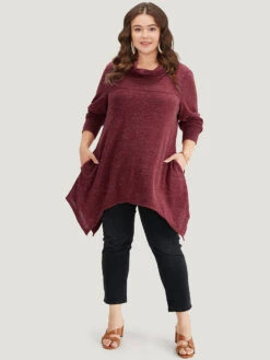 Solid Turtleneck Pocket Hanky Hem Sweatshirt -Bloomchic Shop 843971851 vu 05013130 4845 4efb 803e ae22e8f210ab