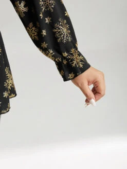 Glitter Snowflake Elastic Waist Ruched Wrap Blouse -Bloomchic Shop 844802250 xz