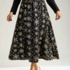 Snowflake Glitter Elastic Waist Pocket A-line Skirt -Bloomchic Shop 847565660 ox