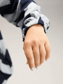 Geo Striped Hooded Elastic Cuffs T-shirt -Bloomchic Shop 849557842 qr