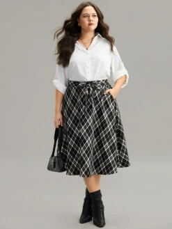 Plaid Elastic Waist Knot Ties Skirt 13 Plaid Elastic Waist Knot Ties Skirt -Bloomchic Shop 850508495 qd
