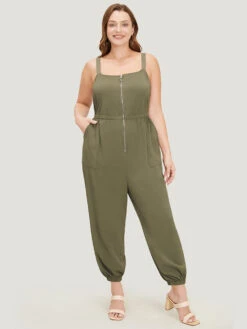 Solid Pocket Zip Up Cami Jumpsuit -Bloomchic Shop 850704903 ub