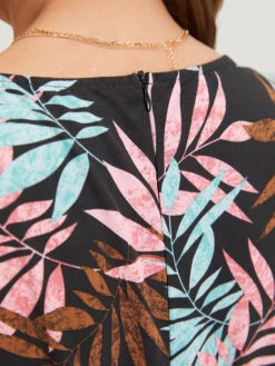 Tropical Print Knot Neck Shirred Wrap Jumpsuit -Bloomchic Shop 854398575 vu 483c705a 7bda 4c9d 82d9 0c11c95419c2