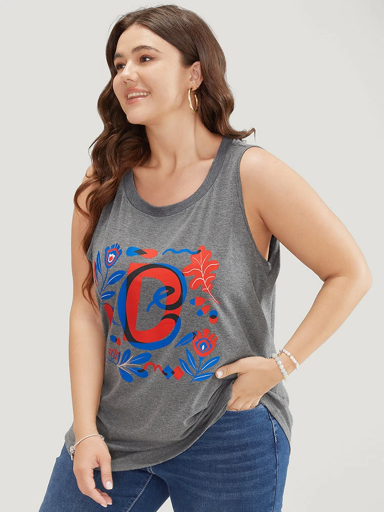Letter & Floral Print Sleeveless Tank Top 5 Letter & Floral Print Sleeveless Tank Top - Image 3