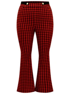 Gingham Bootcut Split Hem Metal Detail Pants 15 Gingham Bootcut Split Hem Metal Detail Pants -Bloomchic Shop 856323450 bu