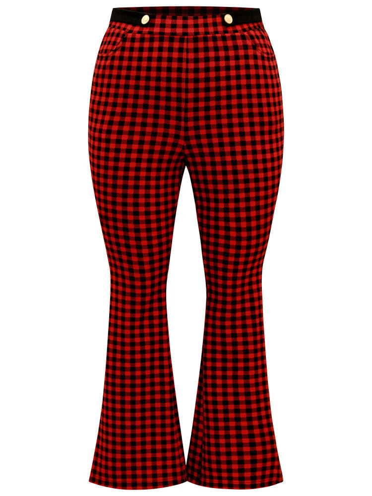 Gingham Bootcut Split Hem Metal Detail Pants 9 Gingham Bootcut Split Hem Metal Detail Pants - Image 7