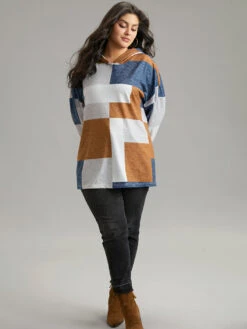 Colorblock Contrast Hooded Drop Shoulder Sweatshirt -Bloomchic Shop 857904939 br