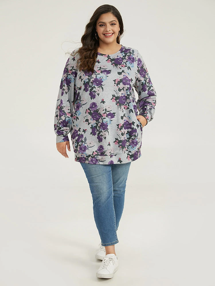Floral Print Pocket Sweatshirt 6 Floral Print Pocket Sweatshirt - Image 4