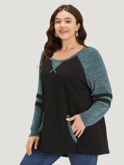 Striped Contrast Pocket Raglan Sleeve High Low Hem Sweatshirt 33 Striped Contrast Pocket Raglan Sleeve High Low Hem Sweatshirt -Bloomchic Shop 85863825 ug c8a7eae8 11f6 488f 875a 462c72a10a45