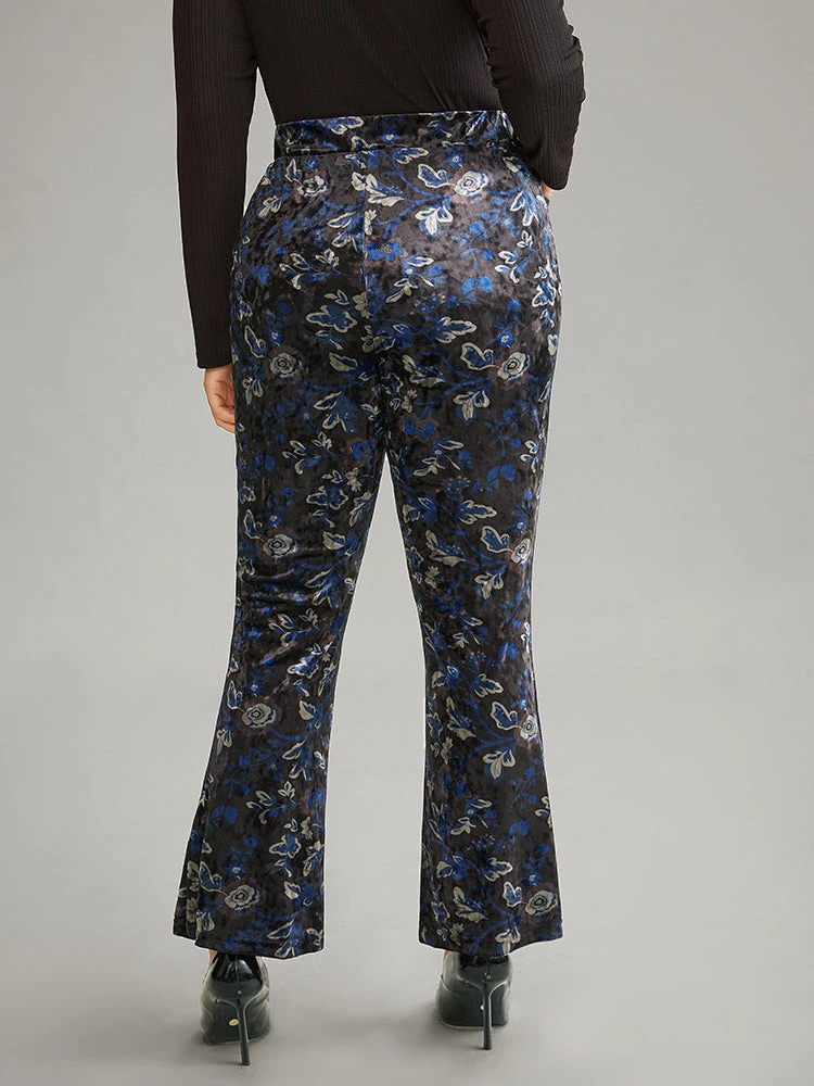 Velvet Floral Elastic Waist High Rise Bootcut Pants 4 Velvet Floral Elastic Waist High Rise Bootcut Pants - Image 2