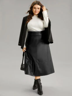 PU Leather Pocket Elastic Waist Cropped Skirt 9 PU Leather Pocket Elastic Waist Cropped Skirt -Bloomchic Shop 860234417 gx