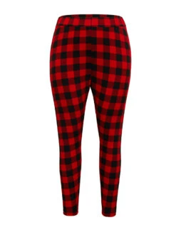 Plaid Elastic Waist High Rise Skinny Leggings -Bloomchic Shop 86099472 xy