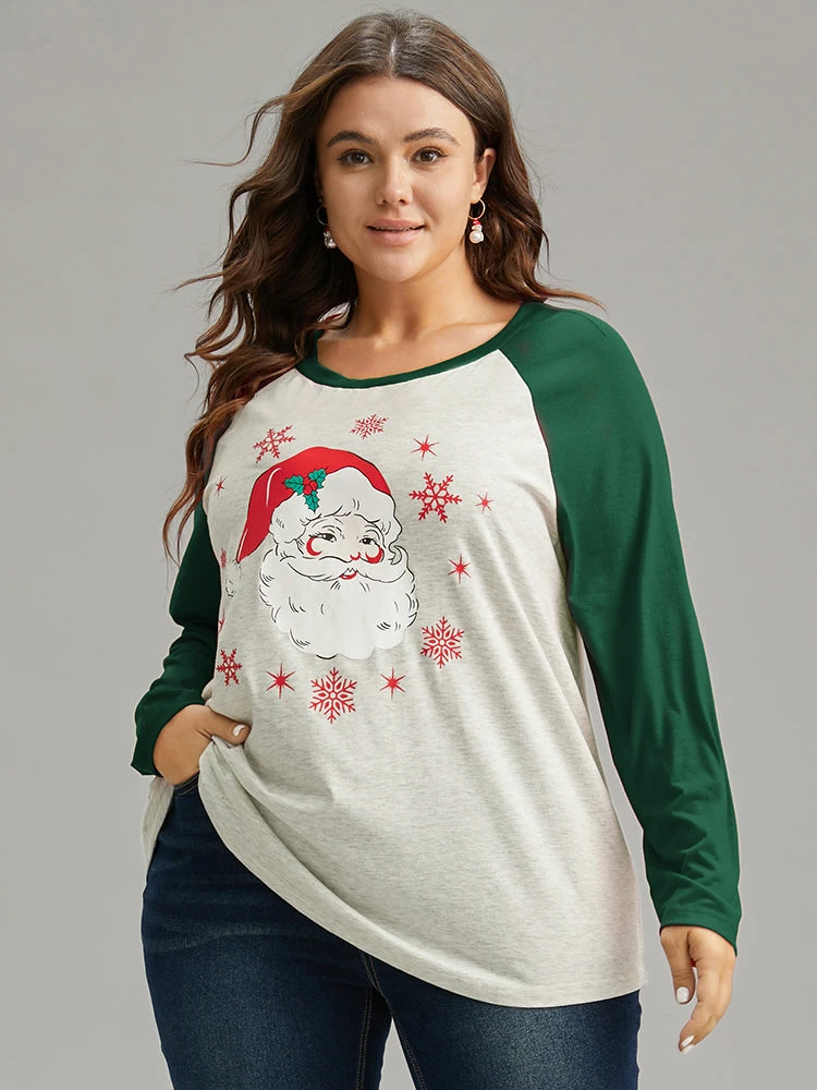 Christmas Graphic Contrast Raglan Sleeve T-shirt 12 Christmas Graphic Contrast Raglan Sleeve T-shirt - Image 10