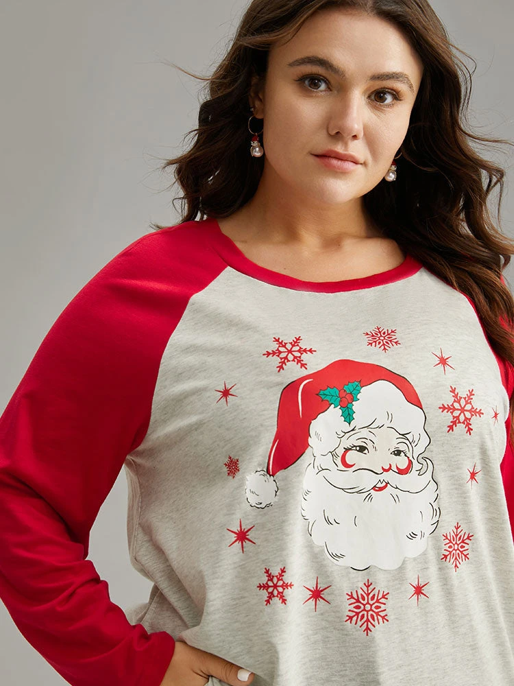 Christmas Graphic Contrast Raglan Sleeve T-shirt 4 Christmas Graphic Contrast Raglan Sleeve T-shirt - Image 2
