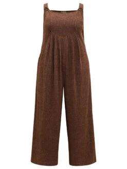 Solid Pocket Pleated Adjustable Straps Jumpsuit -Bloomchic Shop 864285948 br