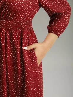 Polka Dot Keyhole Pocket Mock Neck Dress -Bloomchic Shop 86607348 rl