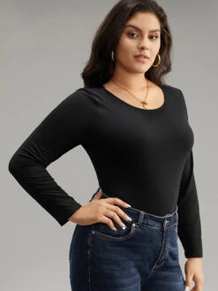 Solid Round Neck Slightly Stretchy Bodysuit 14 Solid Round Neck Slightly Stretchy Bodysuit -Bloomchic Shop 870606377 mo