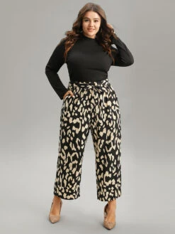 Leopard Elastic Waist Ties Wide Leg Pants 11 Leopard Elastic Waist Ties Wide Leg Pants -Bloomchic Shop 874660717 ml