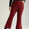 Gingham Bootcut Split Hem Metal Detail Pants -Bloomchic Shop 875056614 ws