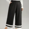 Contrast Trim Slant Pocket Elastic Waist Pants