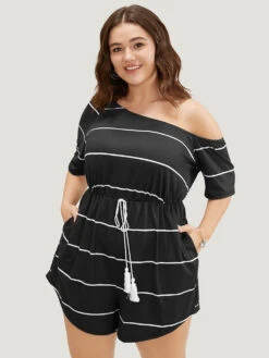 Striped Print Knot Pocket Tassels One Shoulder Romper 19 Striped Print Knot Pocket Tassels One Shoulder Romper -Bloomchic Shop 876337500 dx 90317c8b 3c7d 4dc1 a5bc 95b8e95817d0
