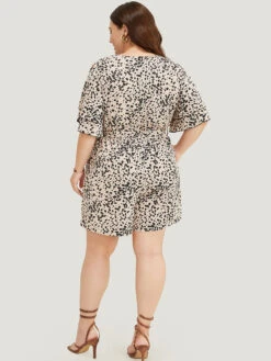 Allover Print Ruffle Layered Sleeve Pocket Belted Jumpsuit -Bloomchic Shop 877403491 rt