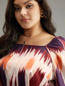 Tie Dye Print Ties Square Neck Blouse 16 Tie Dye Print Ties Square Neck Blouse -Bloomchic Shop 878245023 yz