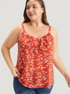 Bloomchic Shop 15 Ditsy Floral Ruffle Trim Cami Top