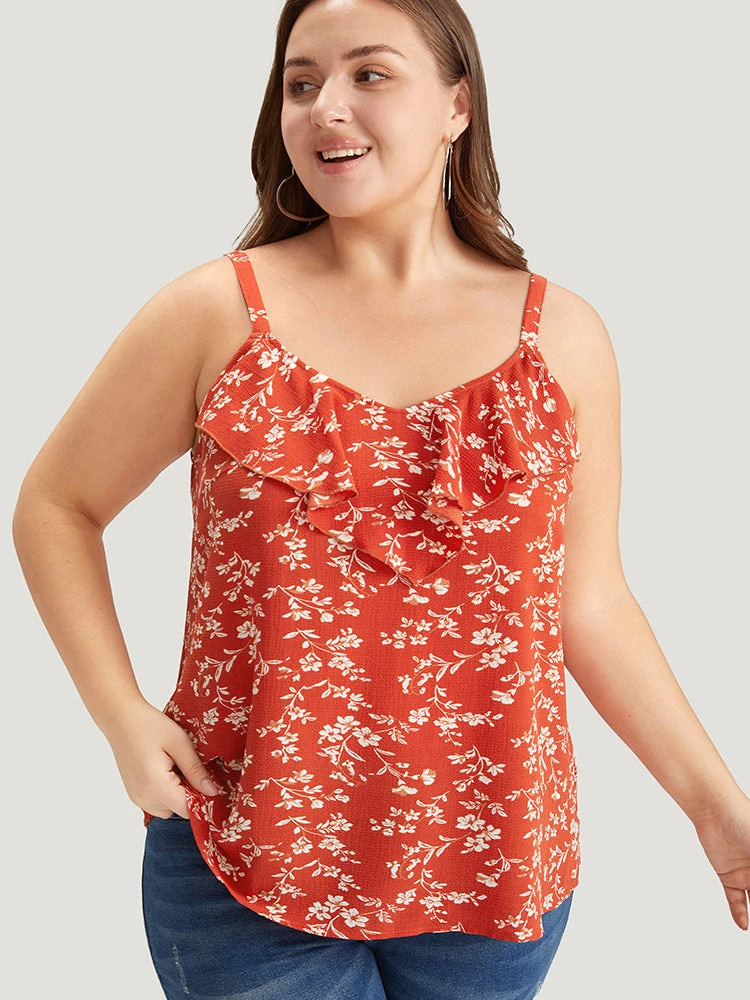 Ditsy Floral Ruffle Trim Cami Top 3 Ditsy Floral Ruffle Trim Cami Top