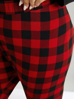 Plaid Elastic Waist High Rise Skinny Leggings -Bloomchic Shop 879676593 yh