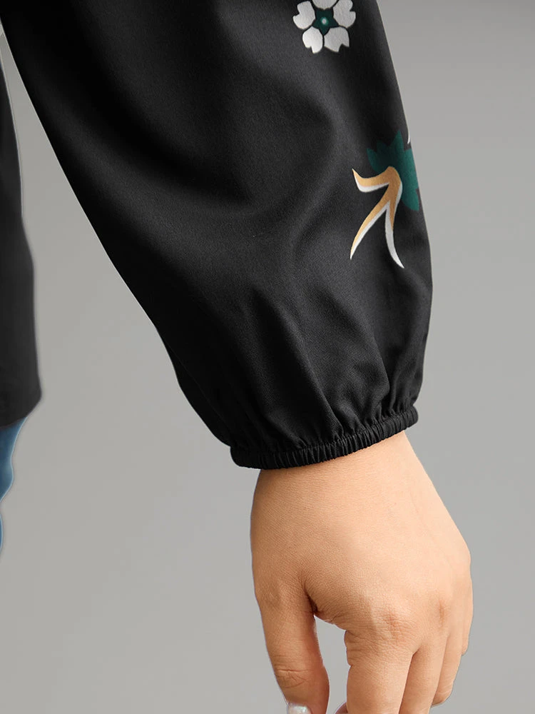 Floral Print Cut Out Lantern Sleeve Blouse 10 Floral Print Cut Out Lantern Sleeve Blouse - Image 8